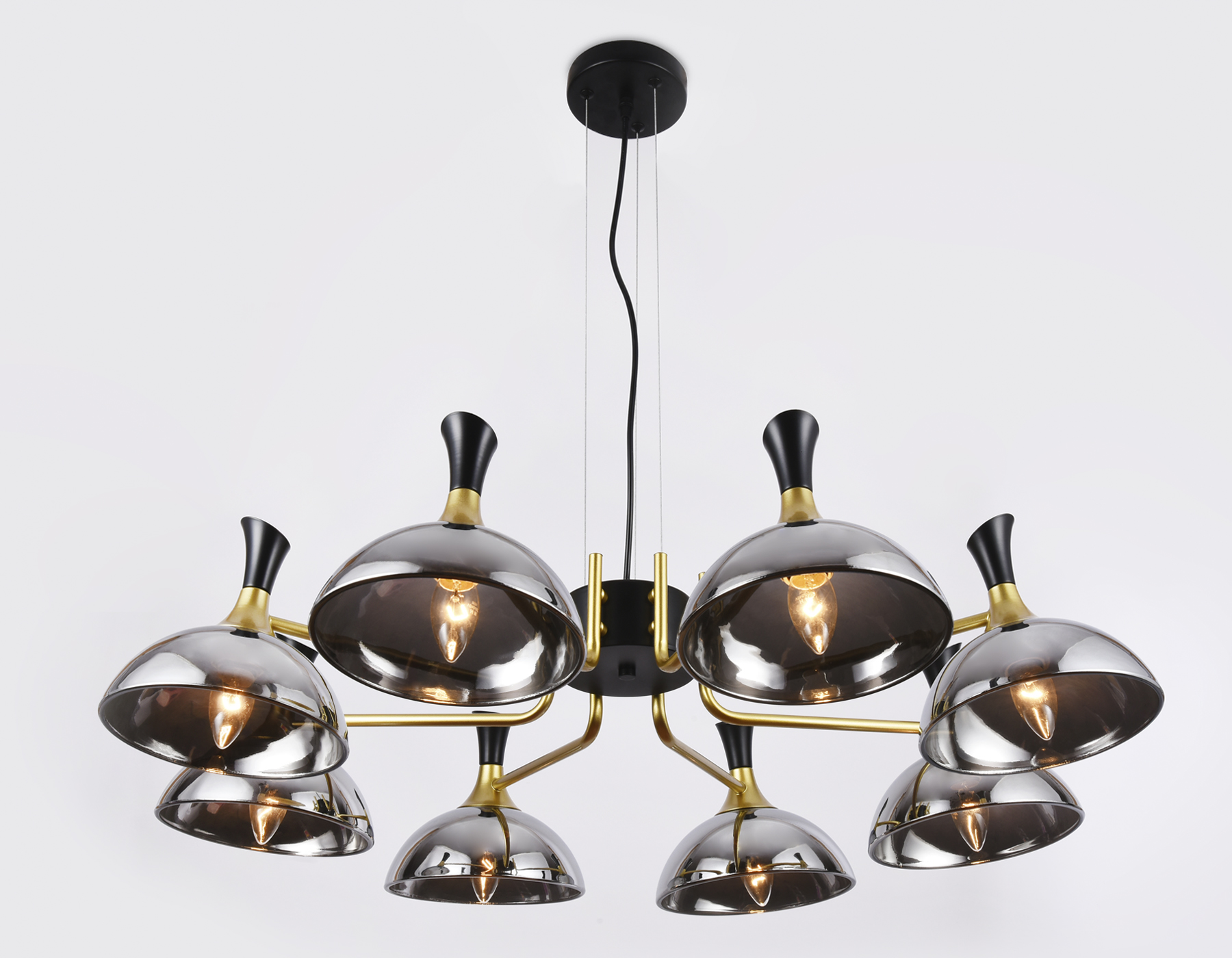 Подвесная люстра Ambrella TR9084/8 BK/GD/SM черный/золото/дымчатый E27/8 max 40W D920*750